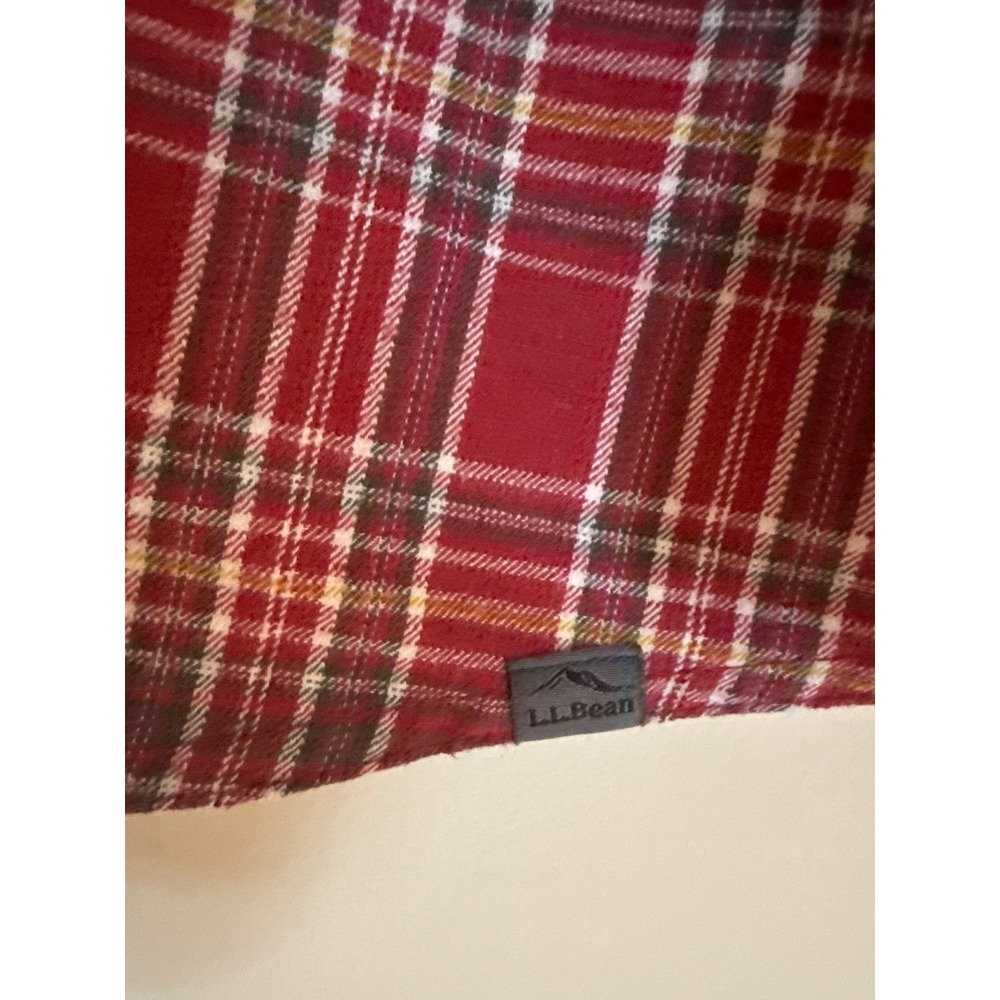 LL Bean Mens Red Plaid Flannel Snap Front Shirt Wool Blend Large L-REG 298102 - Picture 5 of 8